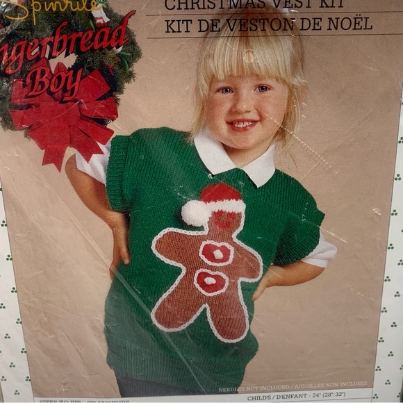 Vintage Spinrite CHRISTMAS Knit Child's Vest KIT Yarn New Old Stock - Picture 4 of 6
